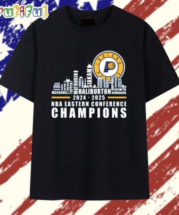 Indiana Pacers 2024 2025 Eastern Conference Champions Skyline T Shirt
