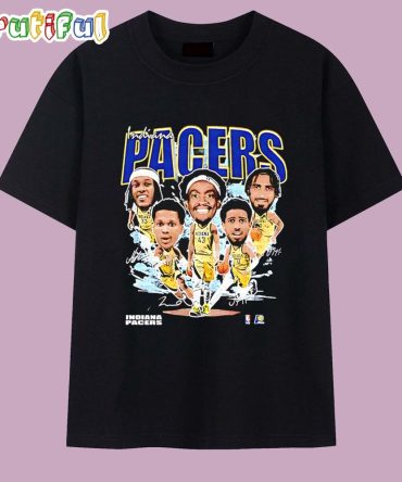 Indiana Pacers All Team Caricature Signature T Shirt