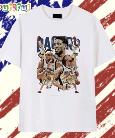 Indiana Pacers Basketball Player Collage Signature T Shirt