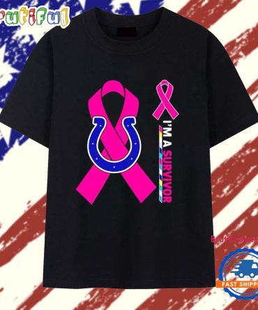 Indianapolis Colts I’M A Survivor Pink Cancer Ribbon T Shirt