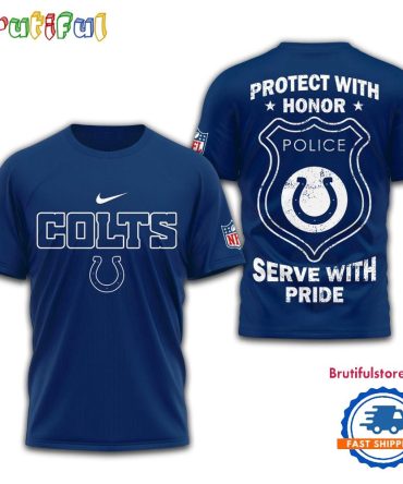 Indianapolis Colts Protech With Honor Police Serve With Pride 3D Shirt