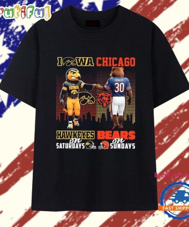 Iowa Hawkeyes On Saturdays Chicago Bears On Sundays Mascot T Shirt