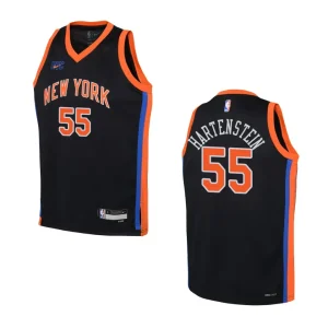 Youth New York Knicks 2022-23 City Edition Isaiah Hartenstein Black Jersey - Alzaintravels