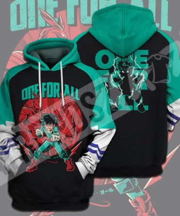 My Hero Academia T-Shirt All Might Midoriya Izuku One For All Green Black T-Shirt Hoodie