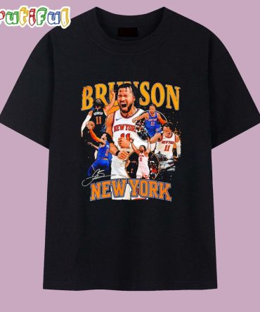Jalen Brunson New York Knick Signature Collage Graphic T Shirt