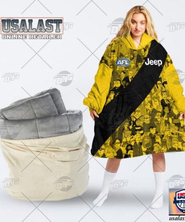 Personalised Afl Richmond Tigers Simpsons Family Blanket Hoodie Hoodie Blanket