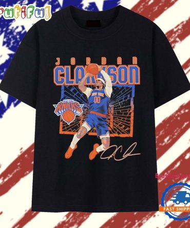 Jordan Clarkson New York Knicks Player Signature Shattered T Shirt