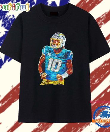 Justin Herbert Los Angeles Chargers No 10 Paint T Shirt