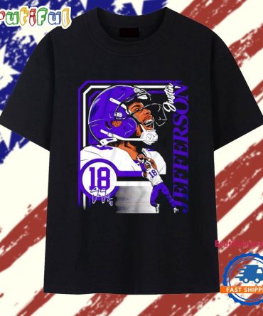 Justin Jefferson #18 Minnesota Vikings Collage Frame Signature T Shirt
