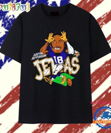 Justin Jefferson Minnesota Vikings Charcoal Jettas Caricature T Shirt