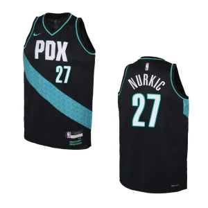 Portland Trail Blazers 2022-23 City Edition Youth Jusuf Nurkic Black Jersey - Alzaintravels
