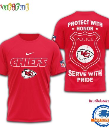 Kansas City Chiefs Protech With Honor Police Serve With Pride 3D Shirt