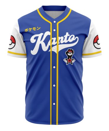 Limited Edition Blue Kanto Baseball Jersey - Pokémon Fans' Must-Have Apparel!