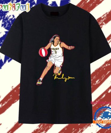 Kelsey Mitchell Indiana Fever Superstar Pose Signature T Shirt