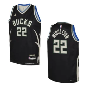 2022-23 Milwaukee Bucks Youth Statement Edition Khris Middleton Black Jersey - Alzaintravels