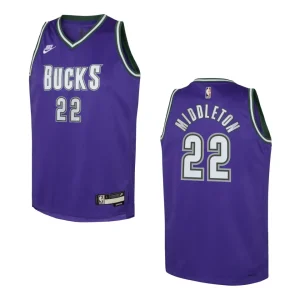 2022-23 Milwaukee Bucks Youth Classic Edition Khris Middleton Purple Jersey - Alzaintravels