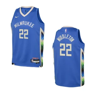 Youth Milwaukee Bucks 2022-23 City Edition Khris Middleton Royal Jersey - Alzaintravels