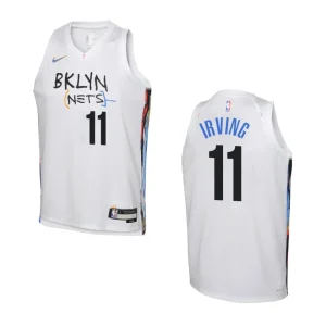 2022-23 Brooklyn Nets Youth City Edition Kyrie Irving White Jersey - Alzaintravels
