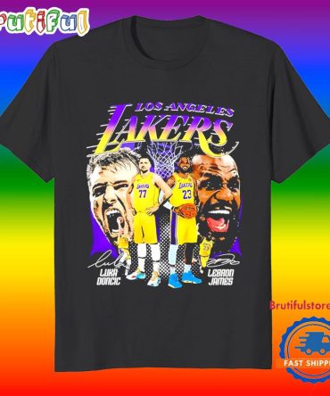 Lakers Luka Doncic And Lebron James Signature Collage T Shirt