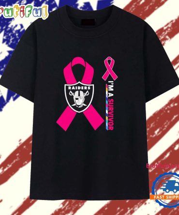 Las Vegas Raiders I’M A Survivor Pink Cancer Ribbon T Shirt