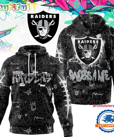 Las Vegas Raiders Nfl Special Graffiti My Team 4 Life All Over Print Hoodie Shirt