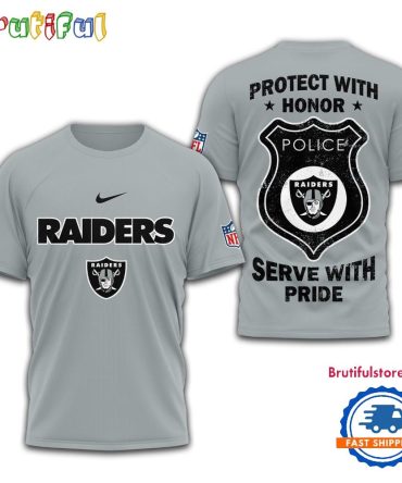 Las Vegas Raiders Protech With Honor Police Serve With Pride 3D Shirt