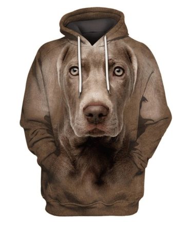 Dog Hoodie Weimaraner Face Hair Graphic Hoodie Brown Unisex