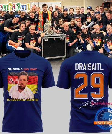 Leon Draisaitl Edmonton Oilers 1000 Career Nhl Points Blue T Shirt