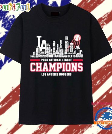Los Angeles Dodgers 2025 National League Champions Skyline Name T Shirt