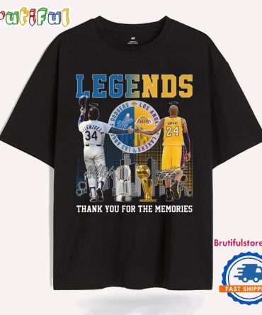Los Angeles Dodgers And Los Angeles Lakers Legends Graphics Print Thank You For The Memories T Shirt