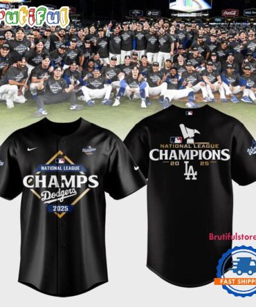 Los Angeles Dodgers National League Champions 2025 Black Jersey Shirt