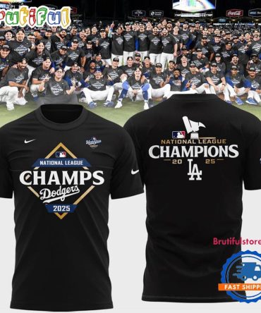 Los Angeles Dodgers National League Champions 2025 Black T Shirt