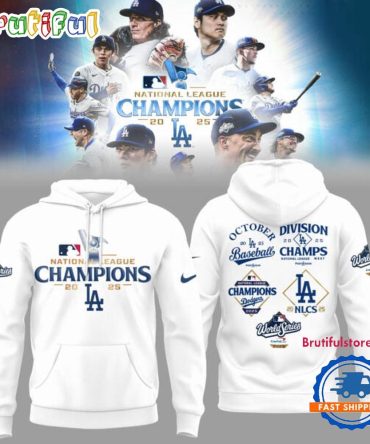 Los Angeles Dodgers National League Champions 2025 White Hoodie Shirt