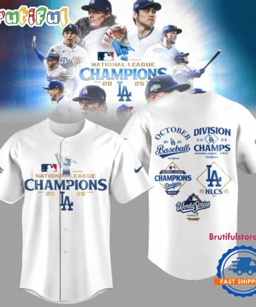 Los Angeles Dodgers National League Champions 2025 White Jersey Shirt