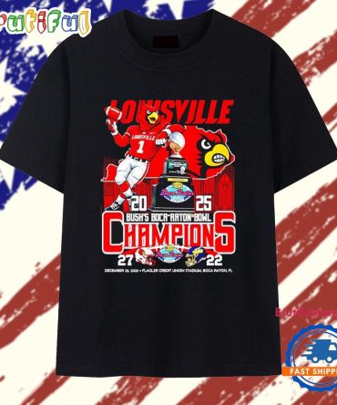 Louisville Cardinals 2025 Bush’S Boca Raton Bowl Champions City Skyline T Shirt