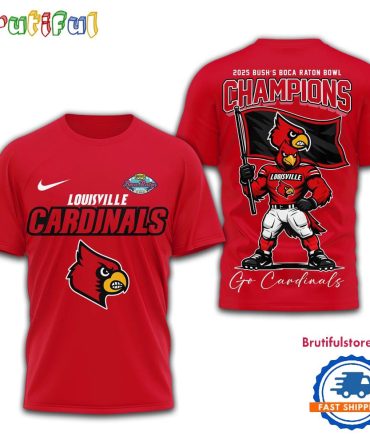 Louisville Cardinals Ncaa 2025 Bush Boca Raton Bowl Champions Mascot Flag 3D Shirt