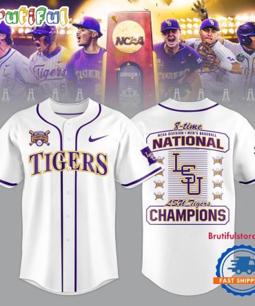 Lsu Tigers 2025 Ncaa National Champions 8 Time Limited Edition White Jersey Shirt