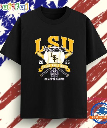 Lsu Tigers Geauxmaha 2025 College World Series 20 Appearances T Shirt