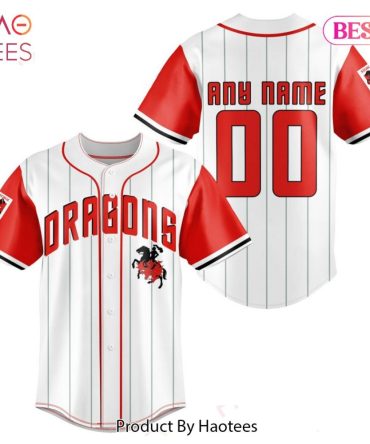 Custom Dragons Baseball Jersey – Personalized Name & Number – Red/White Team Shirt