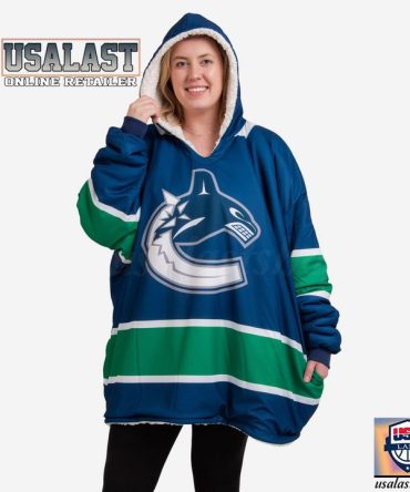 New Nhl Vancouver Canucks Big Logo Blanket Hoodie Hoodie Blanket