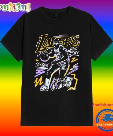 Magic Johnson Lakers Moment Chalked Up Design T Shirt