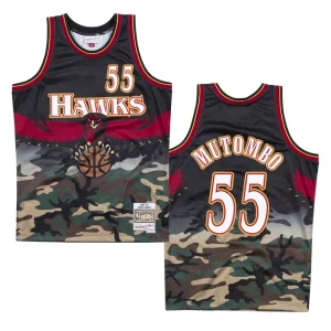 Hawks #55 Dikembe Mutombo Woodland Camo Jersey - Camo - Alzaintravels