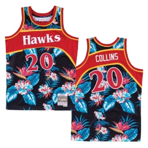 Hawks #20 John Collins Floral Fashion Jersey - Black - Alzaintravels