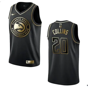 Hawks #20 John Collins Golden Edition Jersey - Black - Alzaintravels