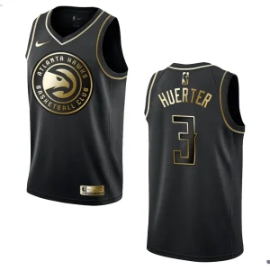 Hawks #3 Kevin Huerter Golden Edition Jersey - Black - Alzaintravels