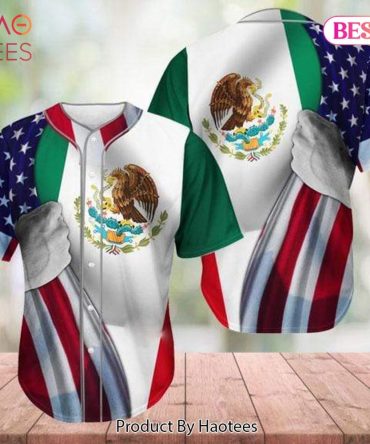 Mexican-American Flag Baseball Jersey - Patriotic Design By Haotees
