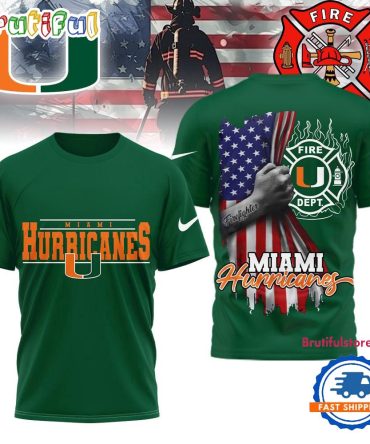 Miami Hurricanes 2025 Ncaa Firefighter American Flag 3D Shirt