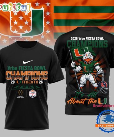 Miami Hurricanes 2026 Ncaa Fiesta Bowl Champions Black 3D Shirt