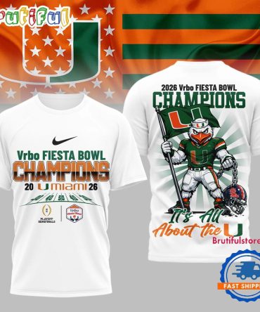 Miami Hurricanes 2026 Ncaa Fiesta Bowl Champions White 3D Shirt