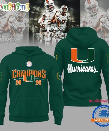 Miami Hurricanes College Football Playoff 2026 Fiesta Bowl Champions Green Hoodie1 (1
